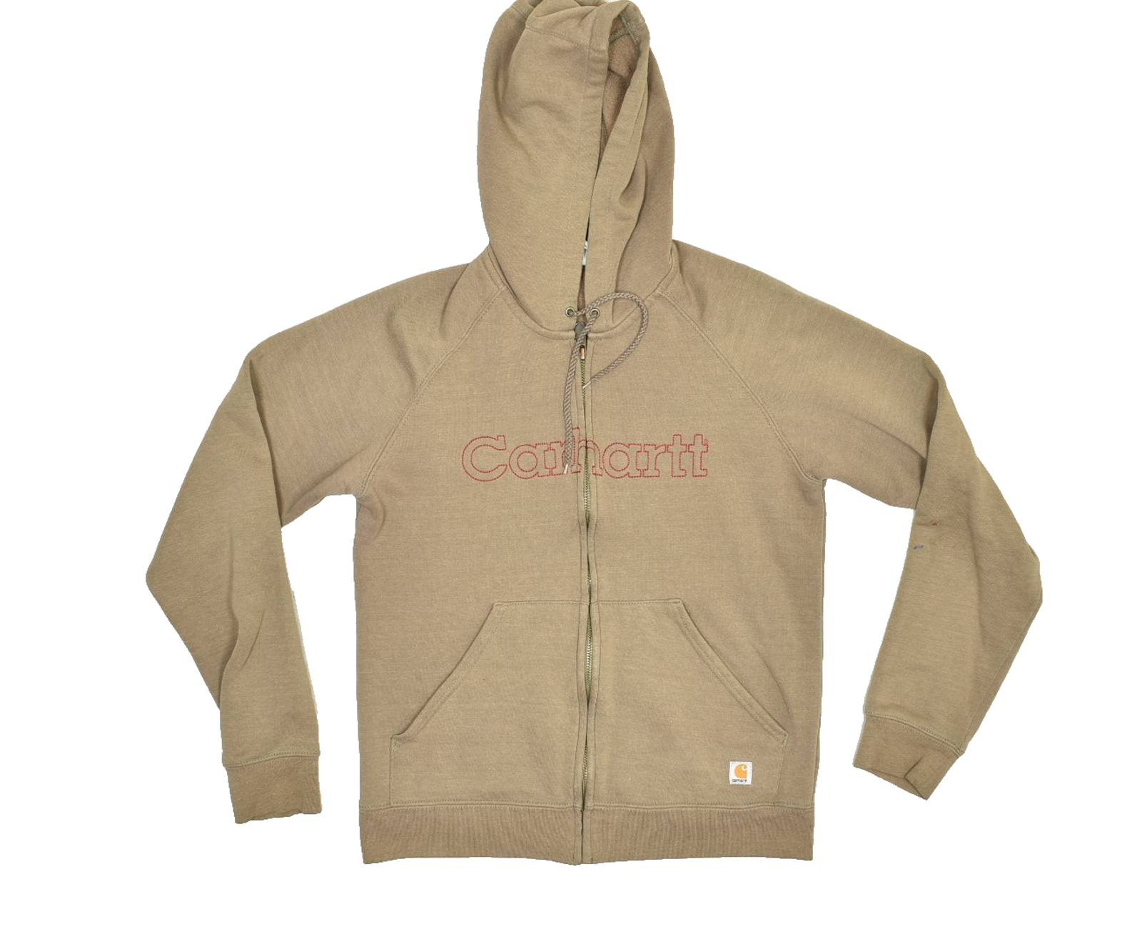 Carhartt Women's Full Zip Hoodie Tan Regular Size S W/ Paint Stains